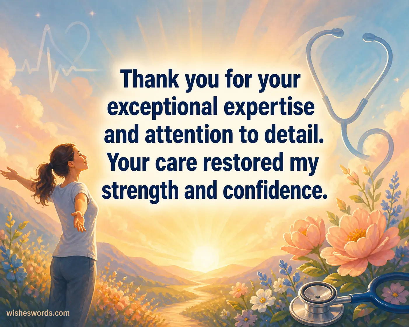 A gentle illustrated recovery scene with light and growth elements symbolizing restored strength and confidence through expert medical care.