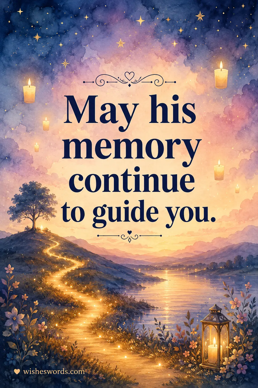 ALT_TEXT_4: Dreamy remembrance artwork with glowing path and peaceful sky symbolizing cherished memories and guidance after loss.