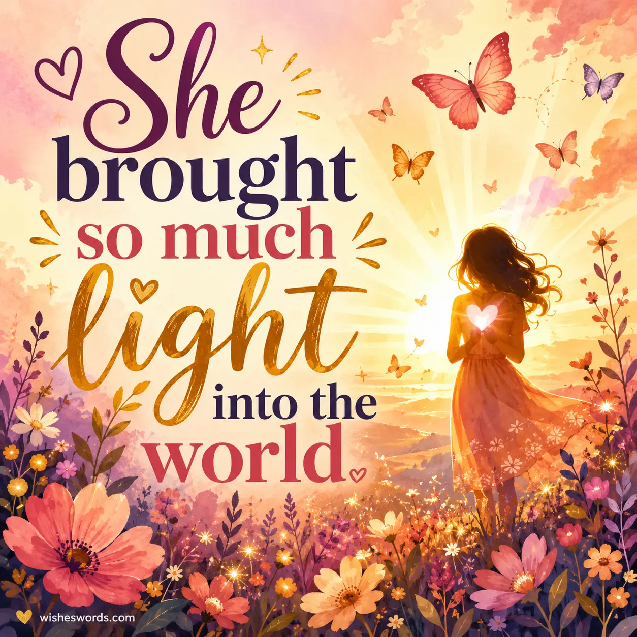 ALT_TEXT_5: Inspirational sympathy illustration with radiant flowers and warm glowing light honoring someone who brought joy to the world.