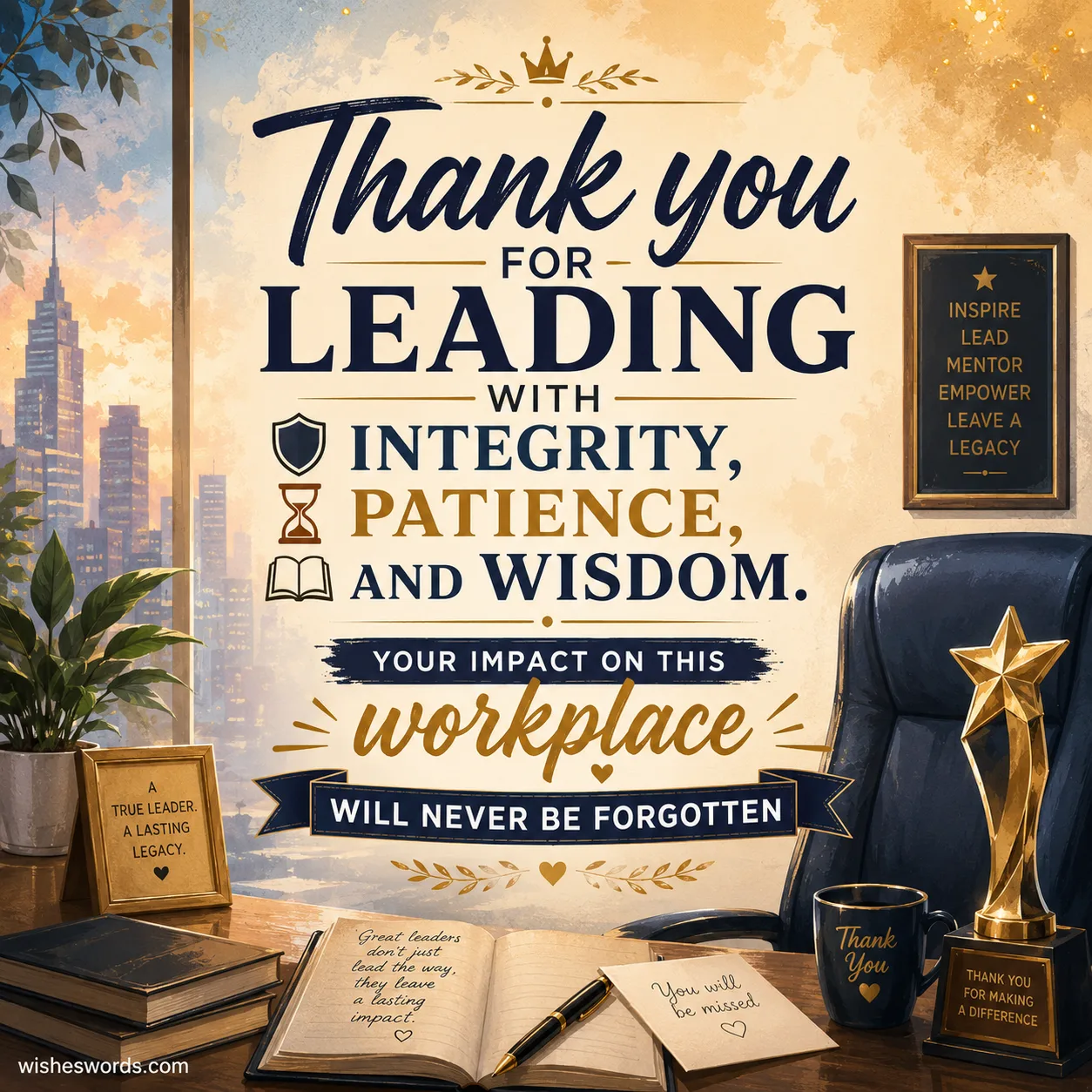 Thank you for leading with integrity, patience, and wisdom. Your impact on this workplace will never be forgotten