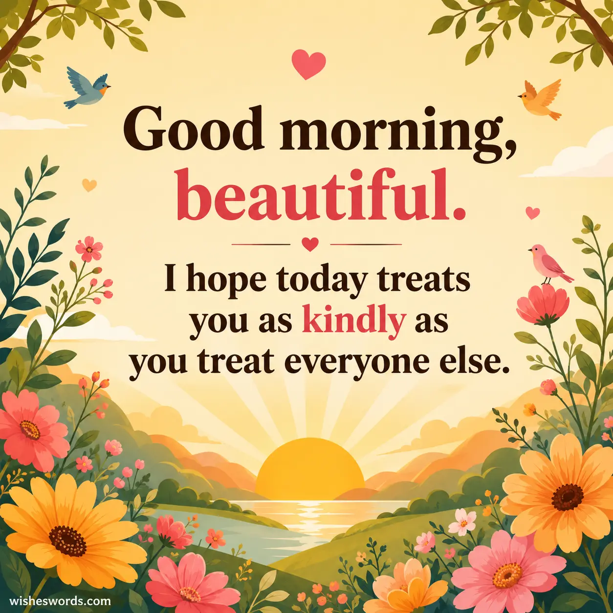 Good morning, beautiful. I hope today treats you as kindly as you treat everyone else.